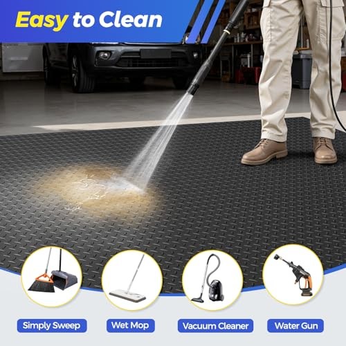 4×7 FT Diamond Plate Flooring Roll – 2.8mm Thickened Garage Floor Mat – 4×7 FT