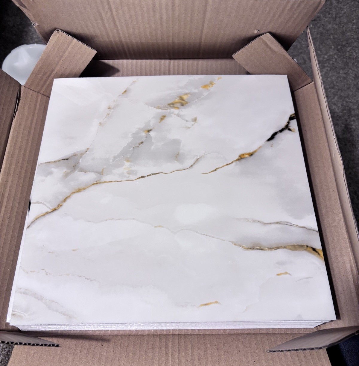 20pcs Marble Peel and Stick Waterproof PVC Shower Wall Panels Bathroom Backsp…