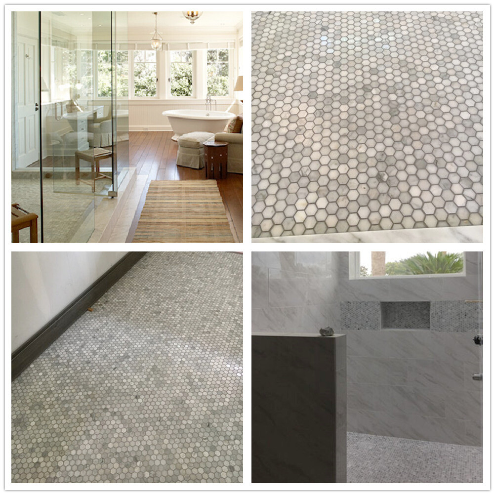 C31XP Carrera Marble 1″ Hexagon Tile Bianco Carrara Venato Mosaic Polished