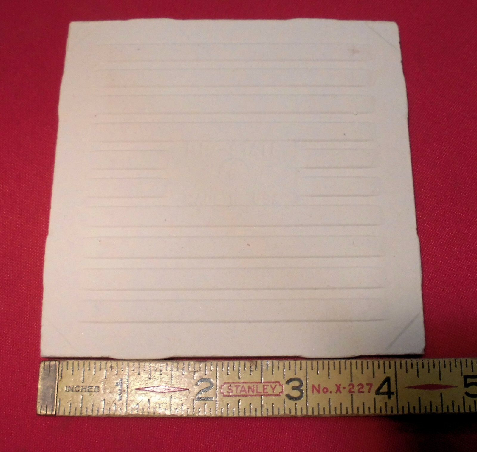 1 pc. *Almond* Glossy 4-3/8″ Ceramic Tile by Mid-State Co.; New Old Stock USA