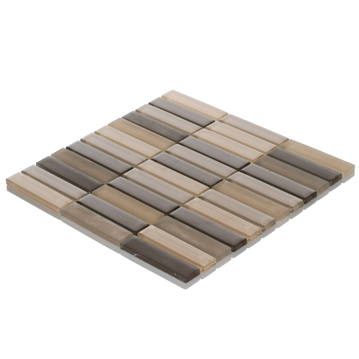 Beige Brown Cream Crystal Glass Mosaic Tile Matte Stacked Kitchen Backsplash