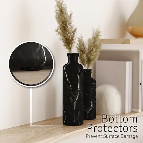 Black Marble Look Vase Set – Vases Home Decor, Premium Matte Black Marble Look