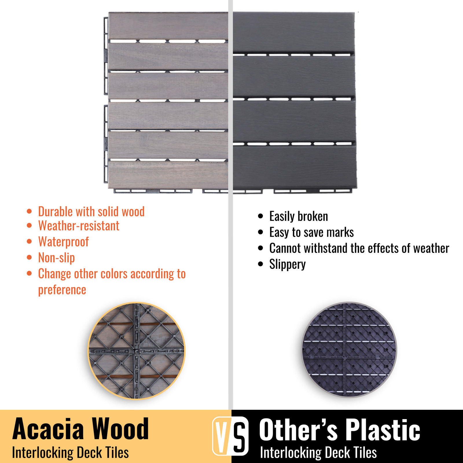 Square striped acacia hardwood outdoor flooring