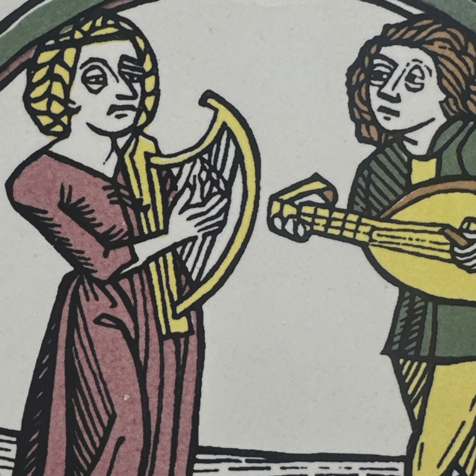 The Four Temperaments: Phlegmatic Depicted on Mettlach Tile Trivet Germany