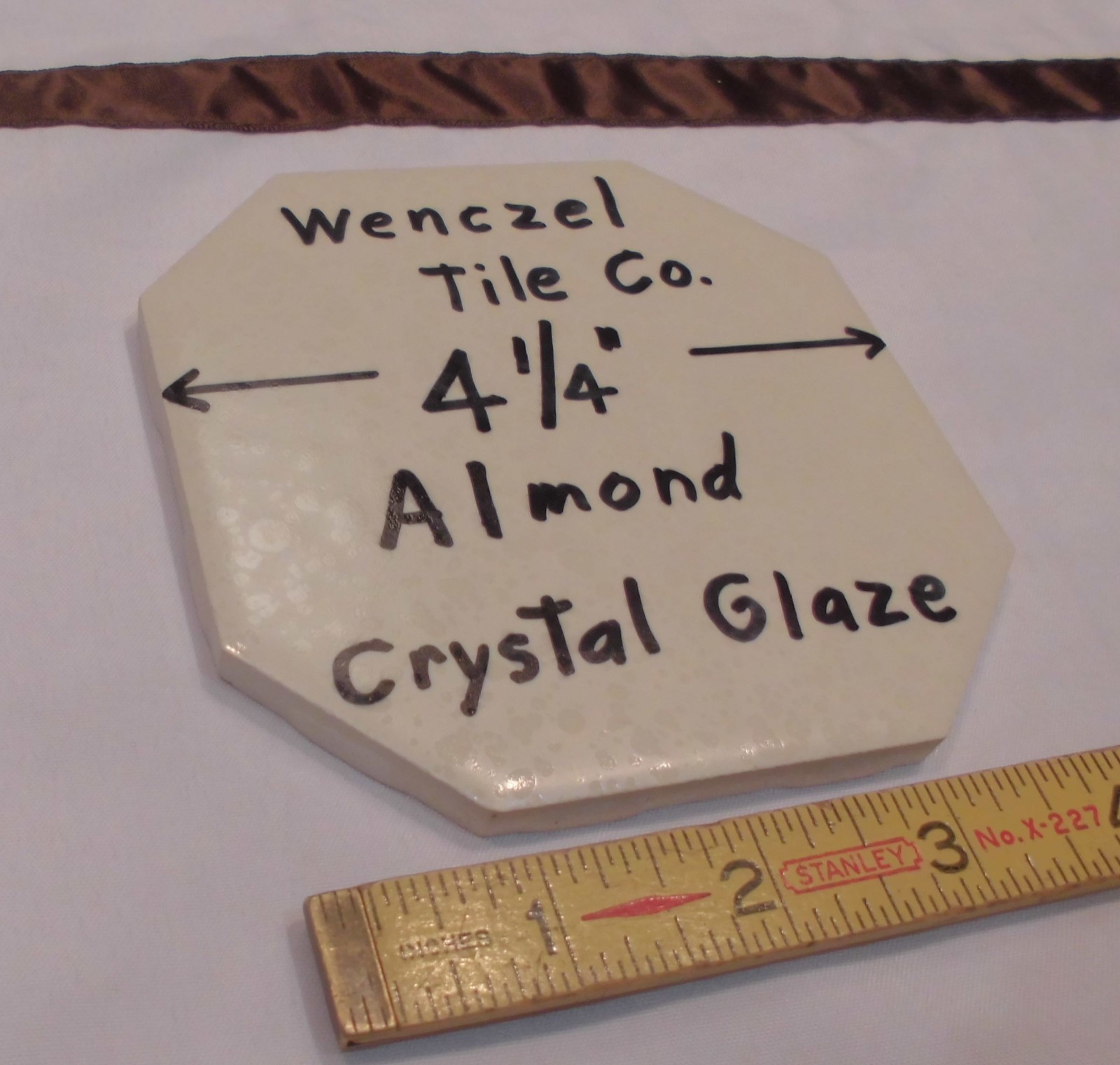 1 pc. Octagon 4-1/4″ Almond *Crystal Glazed* Ceramic Tile by Wenczel Tile Co.