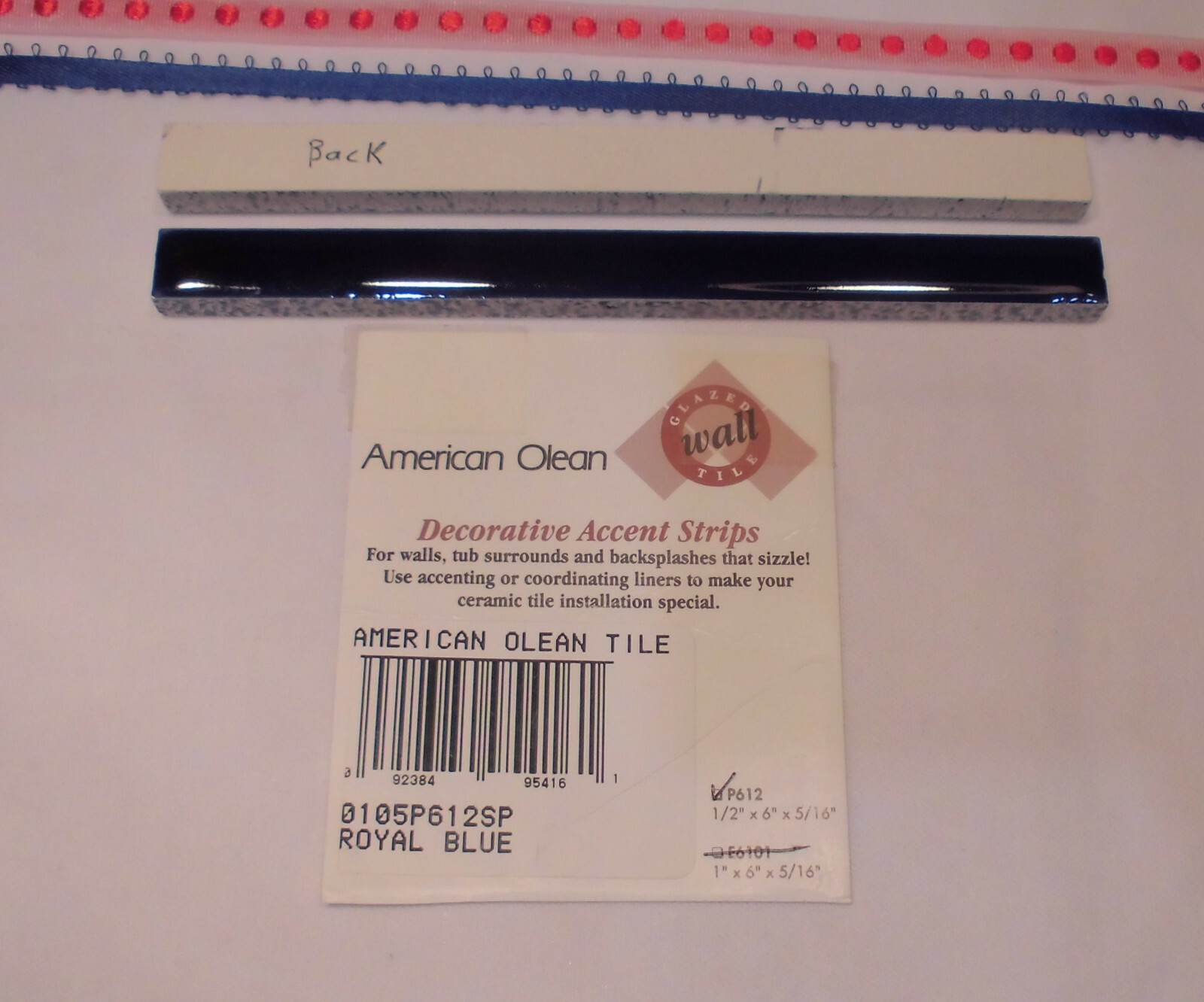 1 pc. *Royal Blue* Ceramic Tile; Pencil – Liner – Sizzle; 1/2″ X 6″ by A.O. New