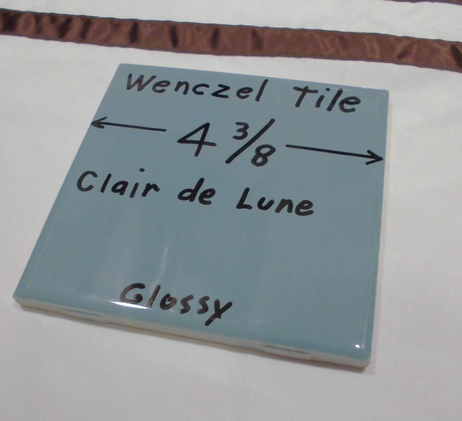 1 pc. *Blue-Gray* Glossy Ceramic Tile by Wenczel 4-5/16″ *Clair-De-Lune*