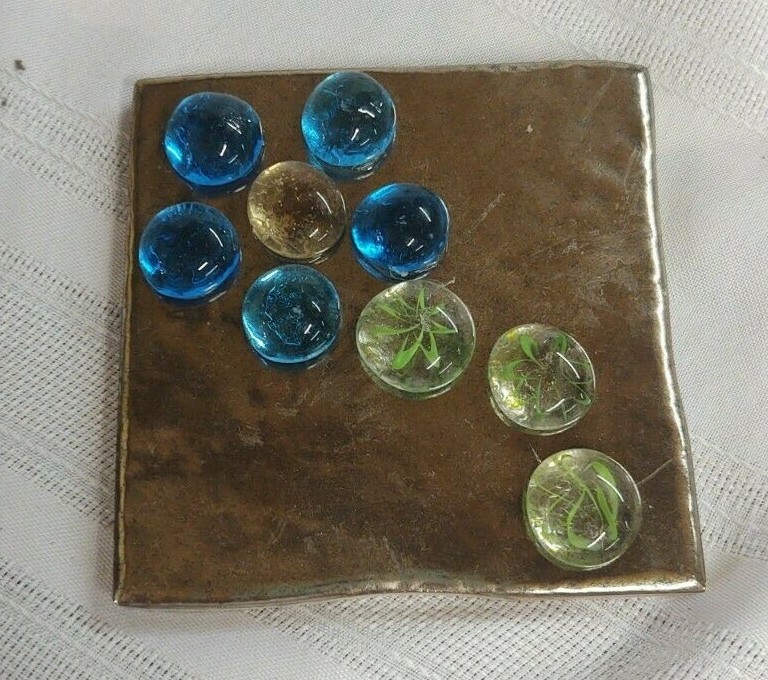 SILVER CERAMIC TILES MADE IN SPAIN WITH DECORATIVE GLASS FLOWERS