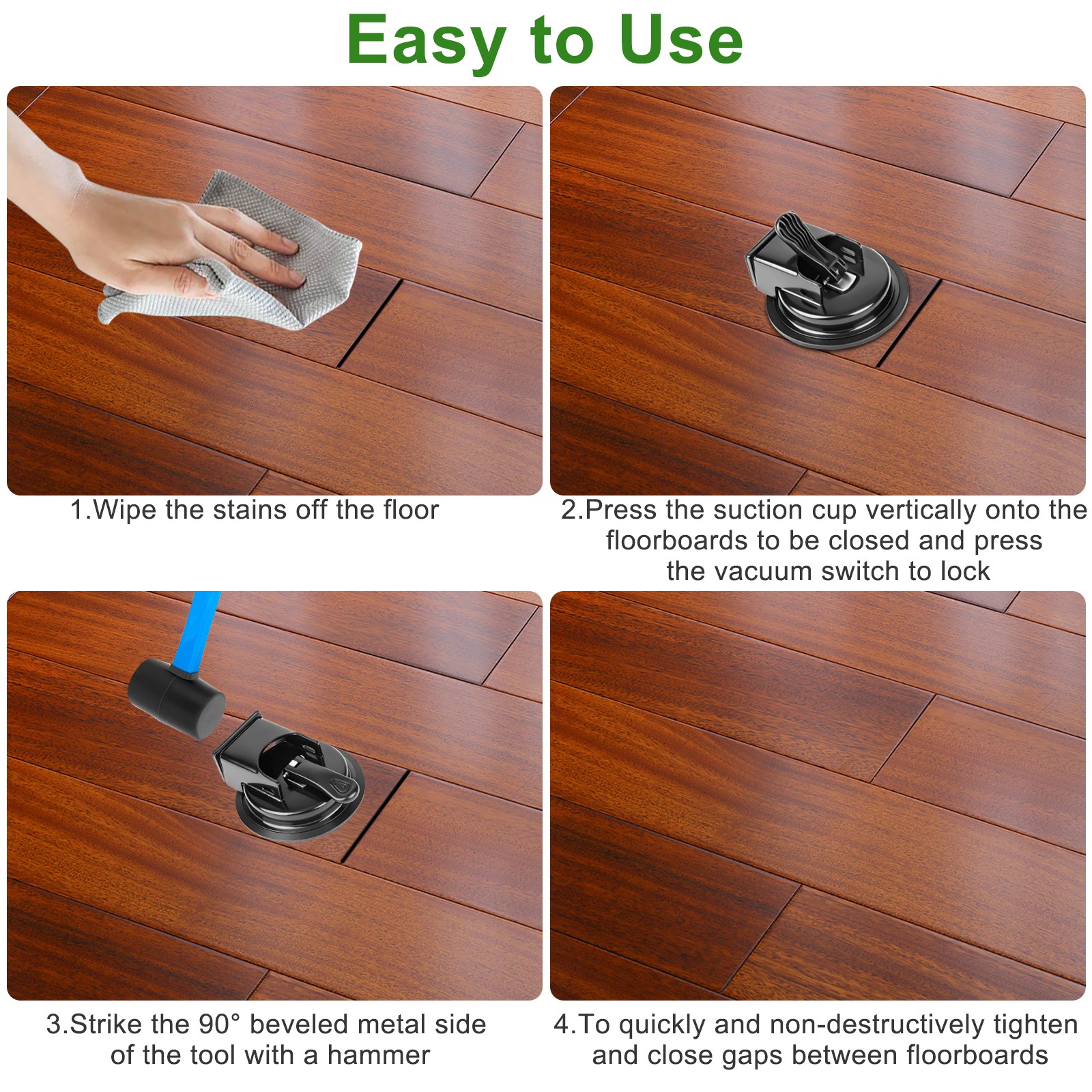 Floor Gap Fixer Tool with Suction Cup for Hardwood-Laminate and Vinyl Flooring