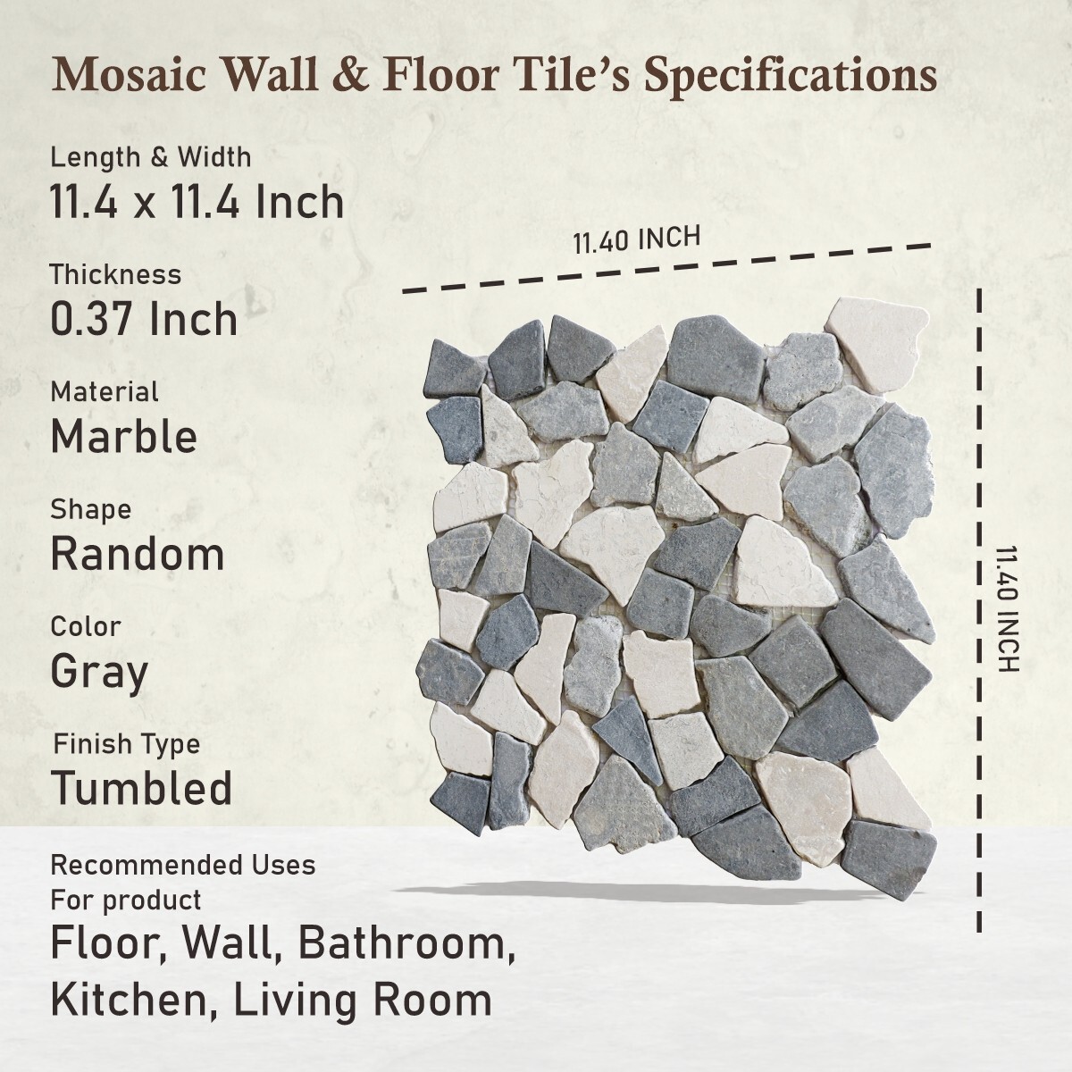 Awan Random Mosaic Wall & Floor Tile ($10.62/SqFt)