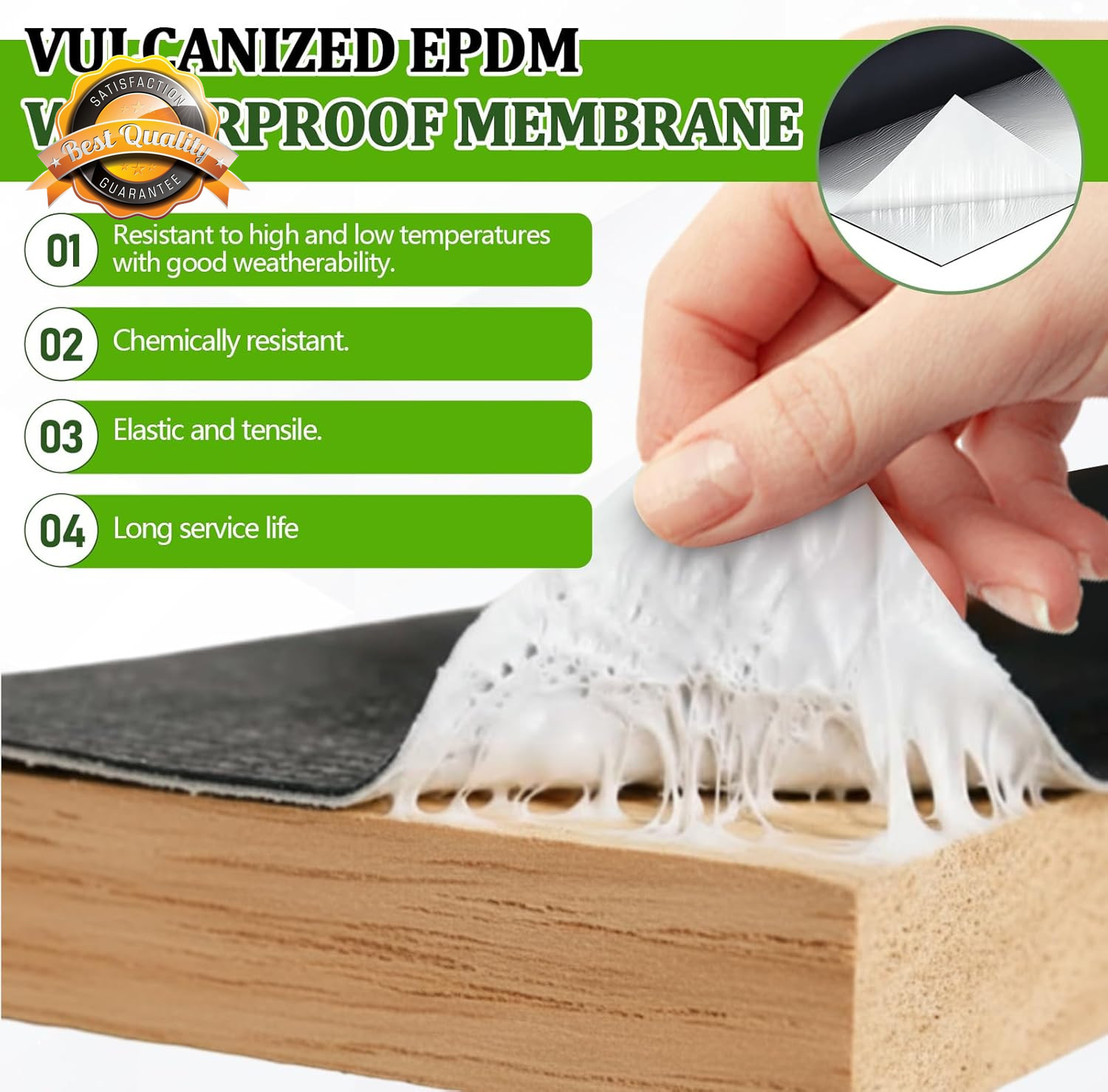 1 Roll Epdm Rubber Roofing Membrane 39″ X 5Ft, Self-Adhesive Waterproof Underlay