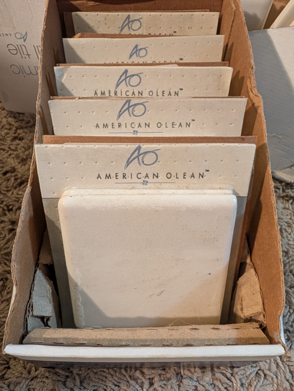 10 pc American Olean Ceramic Wall Tile 4 1/4″ Gloss White Scrl4449 SL10