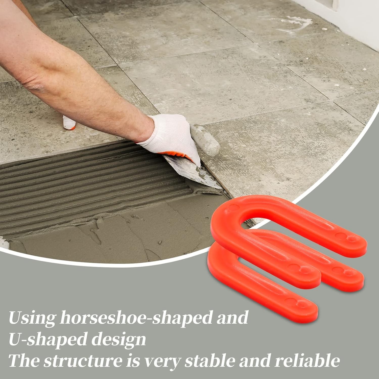 50 Pcs Horseshoe Tile Spacers 1/8 Inch U Shape Plastic Shims for Installation