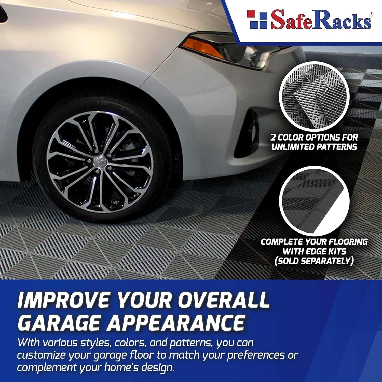 Ribbed Interlocking Garage Floor Tiles Vented Self-Draining Non-Slip Flooring