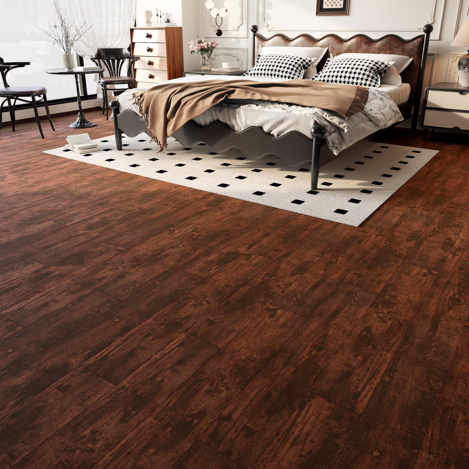 54 Sq. Ft Floor Tiles Peel and Stick Vinyl Floor 36 x 6 inch Luxury Self Adhe…