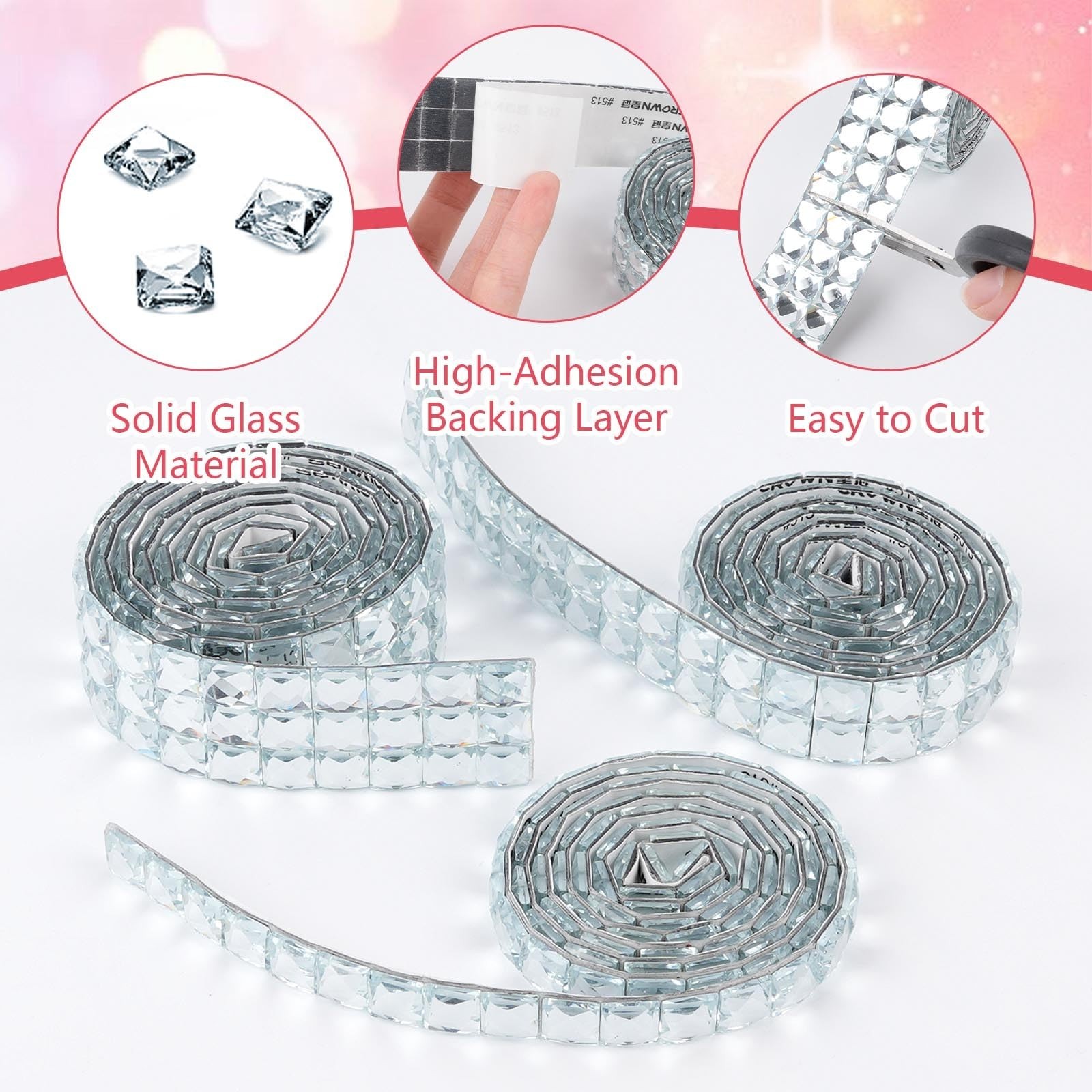 6 Rolls 1 Yard Disco Ball Tiles, 10 x 10 mm Self Adhesive Mosaic Tiles, 1092 …