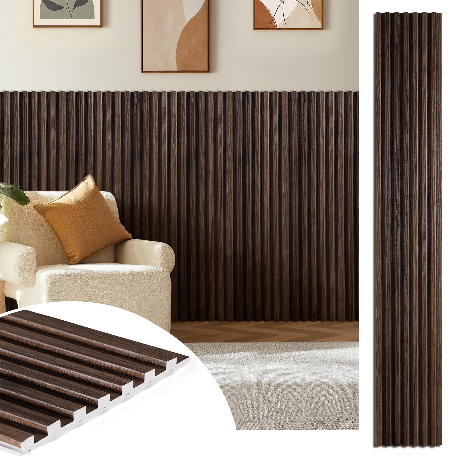 WPC Acoustic Slat Wall Panels 16-Pack 47.2” x 6”, Accent 3D Wall Panel for …