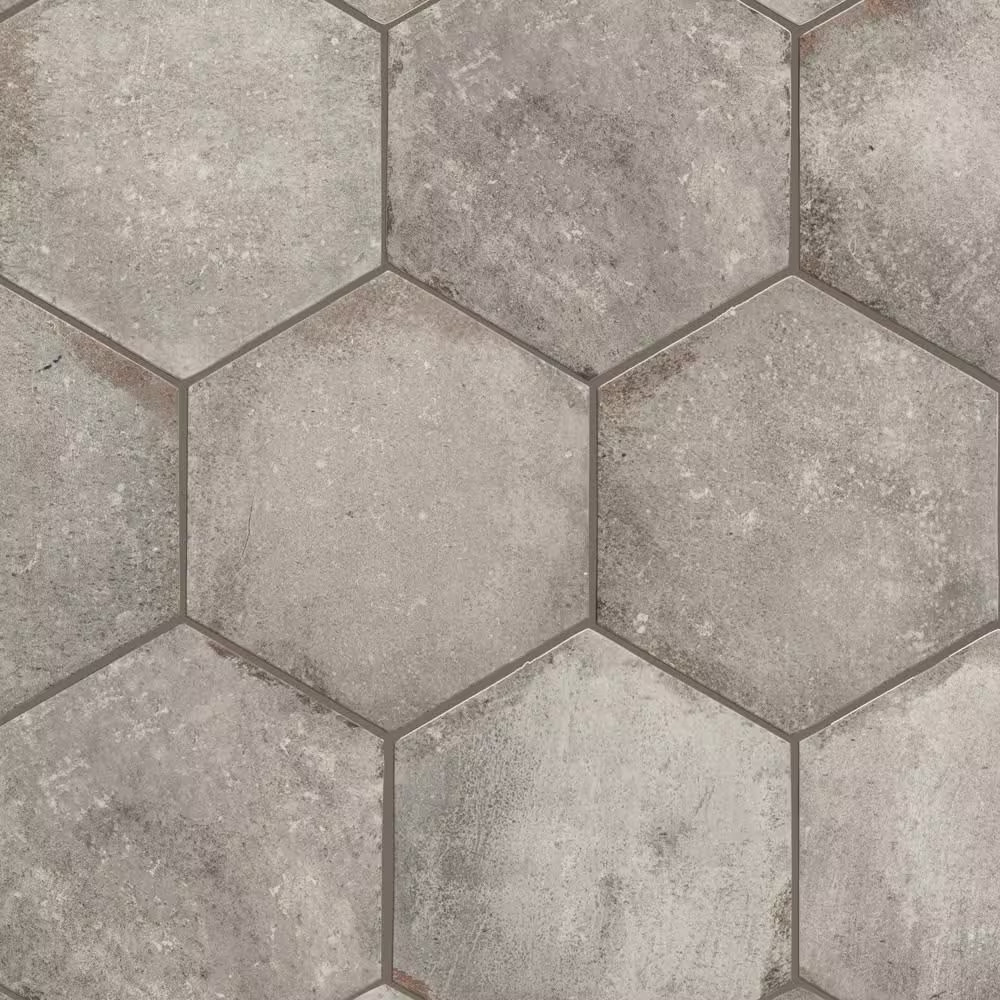 D’Anticatto Hex Grigio 11 In. X 12-3/4 In. Porcelain Floor and Wall Tile (11.25
