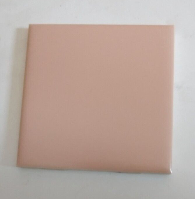 1 Wall Tile Mosaic USA 4-3/8″ Square Satin Creamy Peach Pink Ceramic 1950s Retro