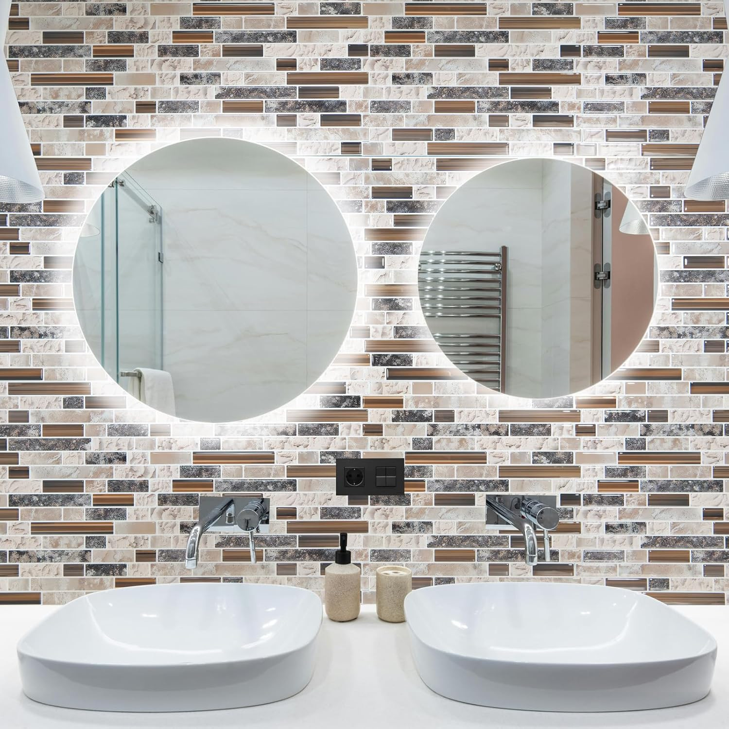 10-Sheet Heavy-Duty Peel and Stick Backsplash, Waterproof Wall Tiles Stick on Ki