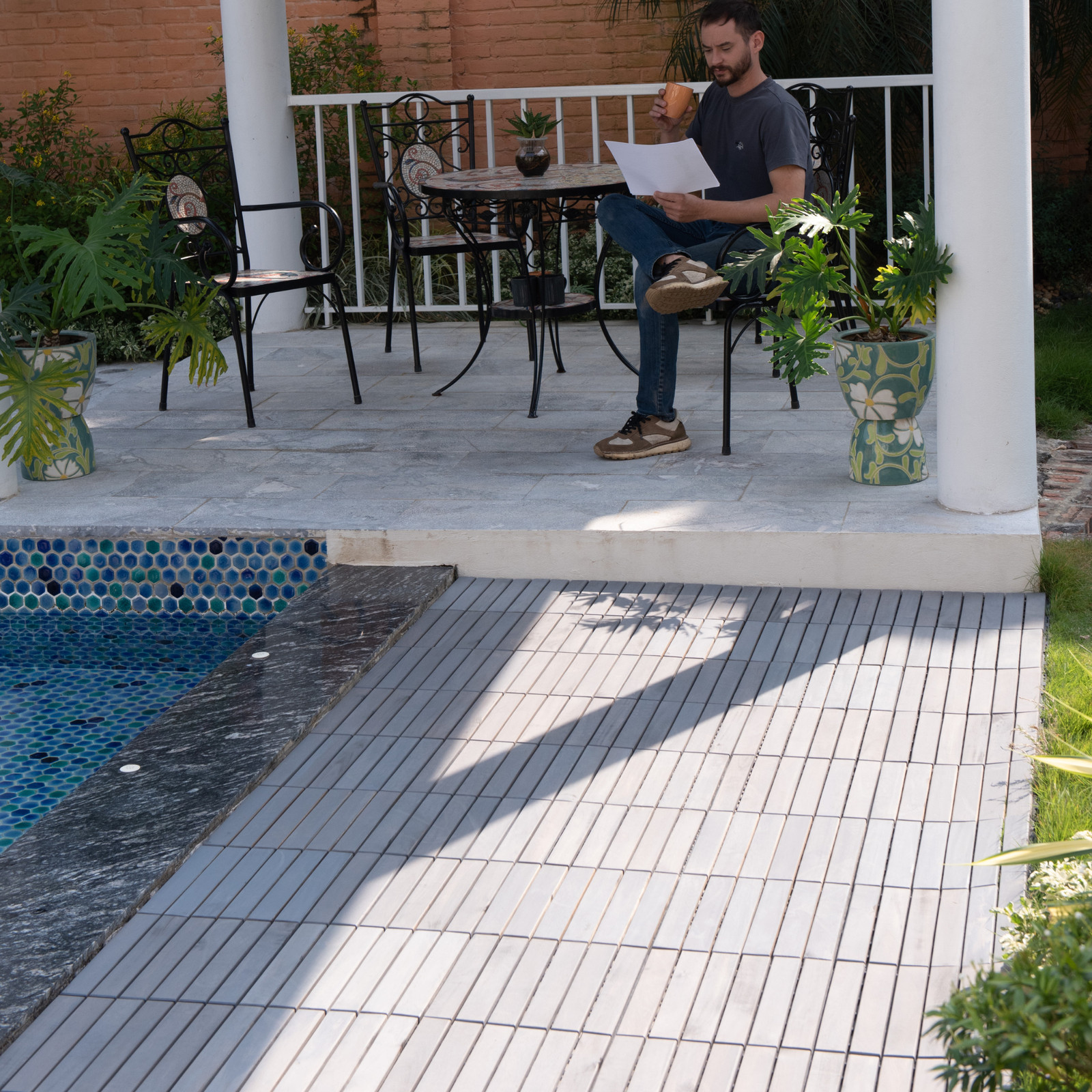 Square striped acacia hardwood outdoor flooring
