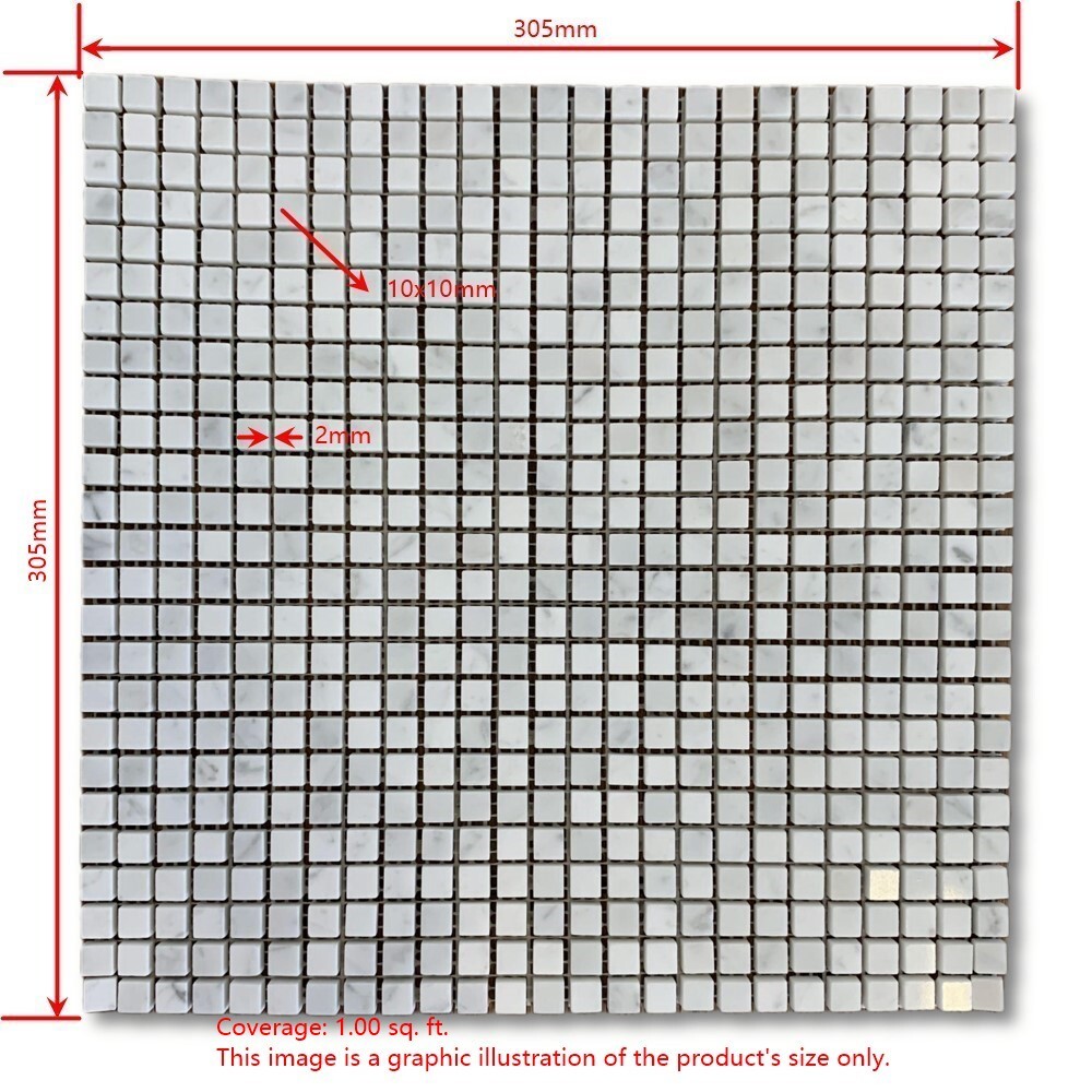 N21XP Nero Marquina Black Marble 3/8×3/8 Square Mosaic Tile Polished