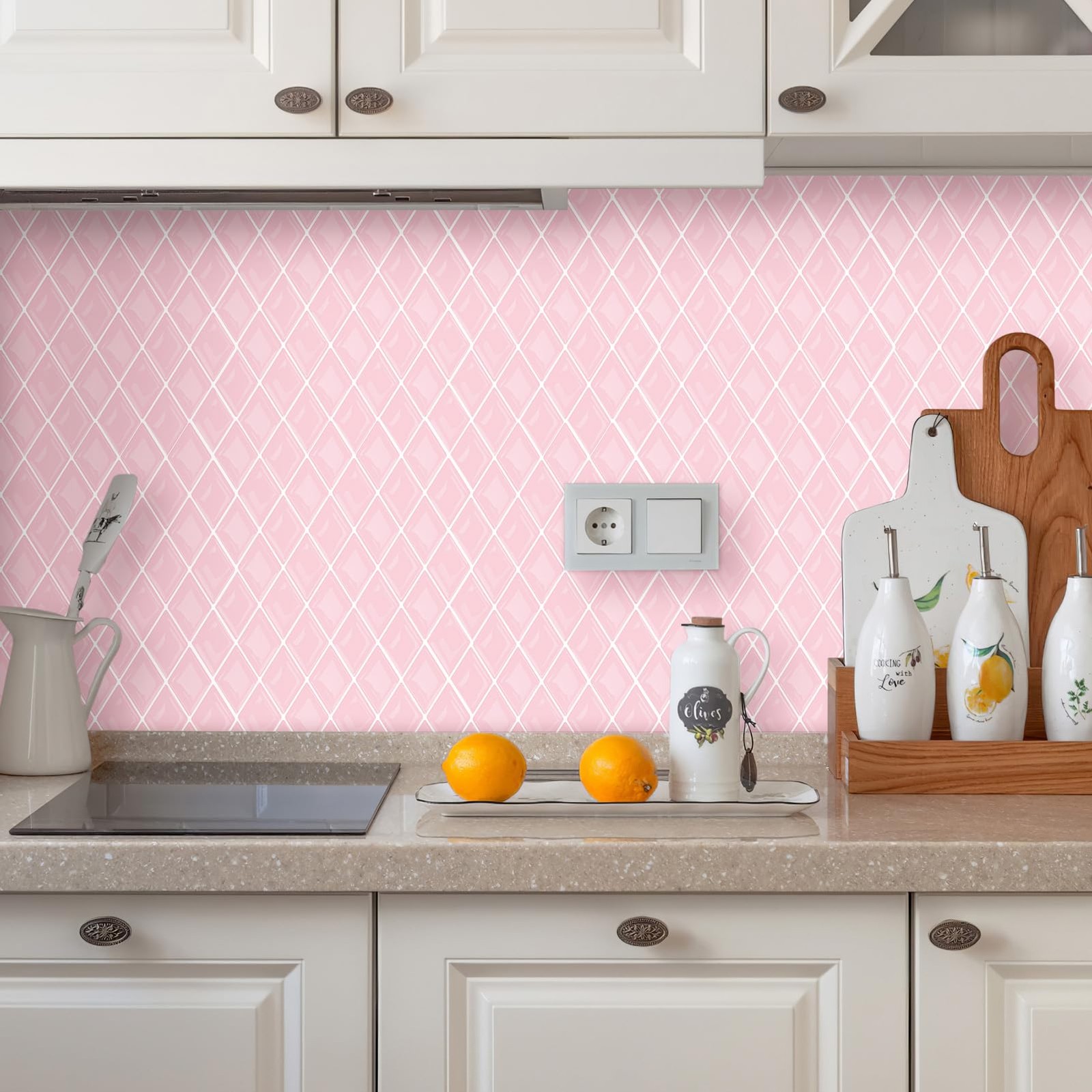 5-Peel and Stick Backsplash Tile Diamond Shape Stick on Backsplash Adhesive T…