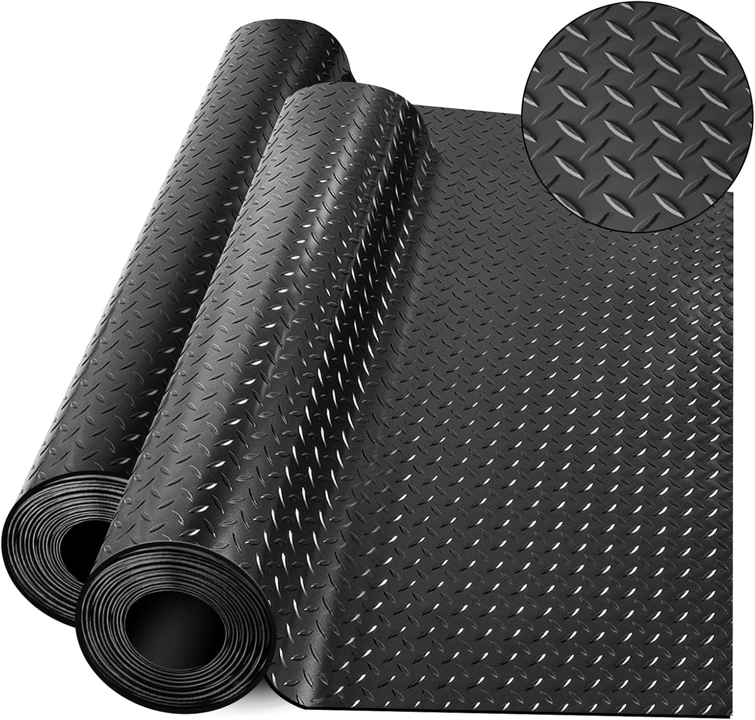 Diamond-Plate Rubber Flooring Rolls, 21FT *16IN Garage Floor Mat, 4 * 7Ft Cover