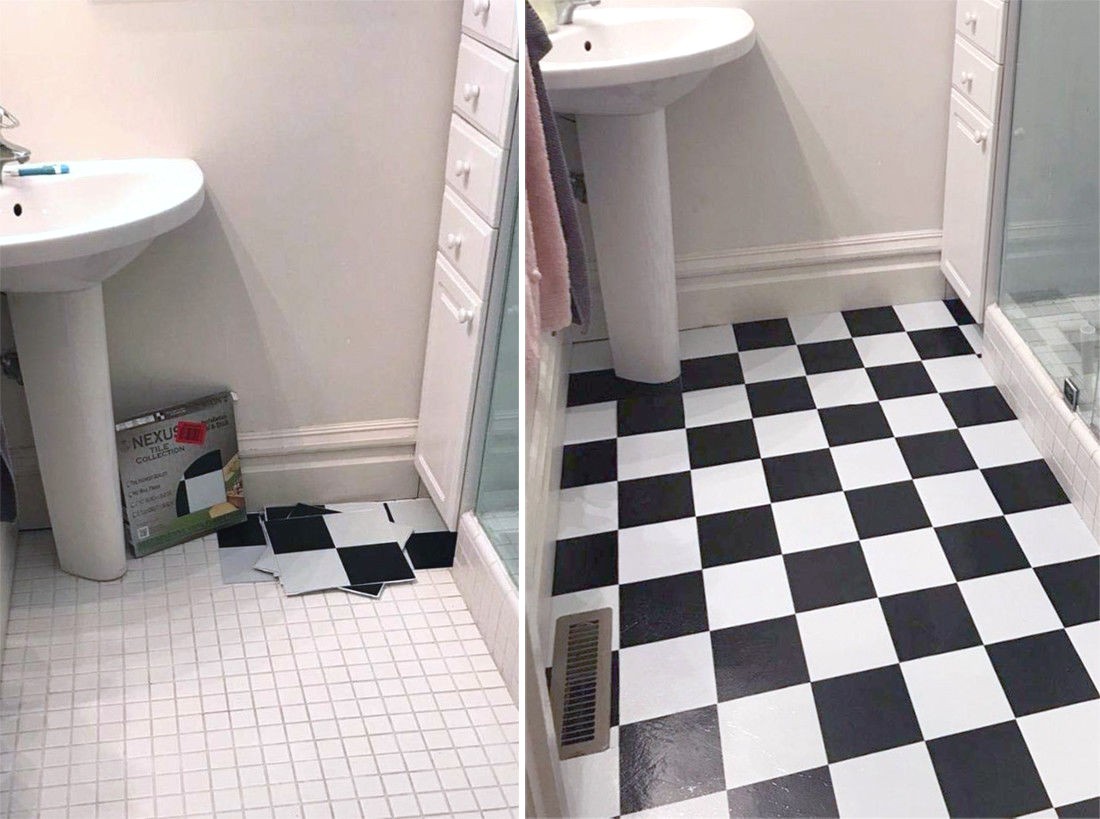 100 PACK FLOOR TILES FLOORING PEEL AND STICK VINYL CHECKERBOARD STYLE 100 SQ FT