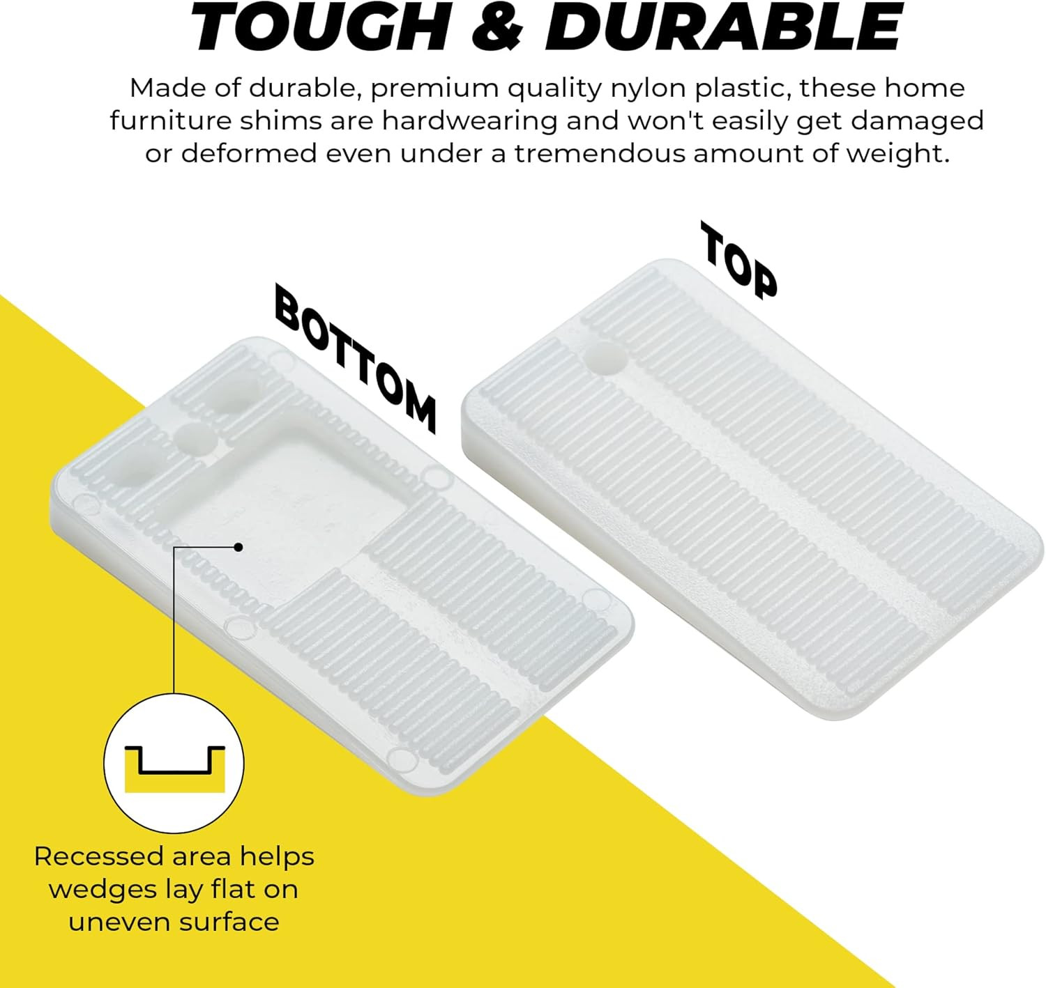 Nylon Plastic Shims for Leveling – Clear Plastic Wedges for Home Furniture, Toil