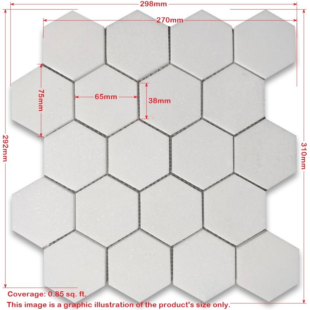 N33XP Nero Marquina Black Marble 3 inch Hexagon Mosaic Tile Polished