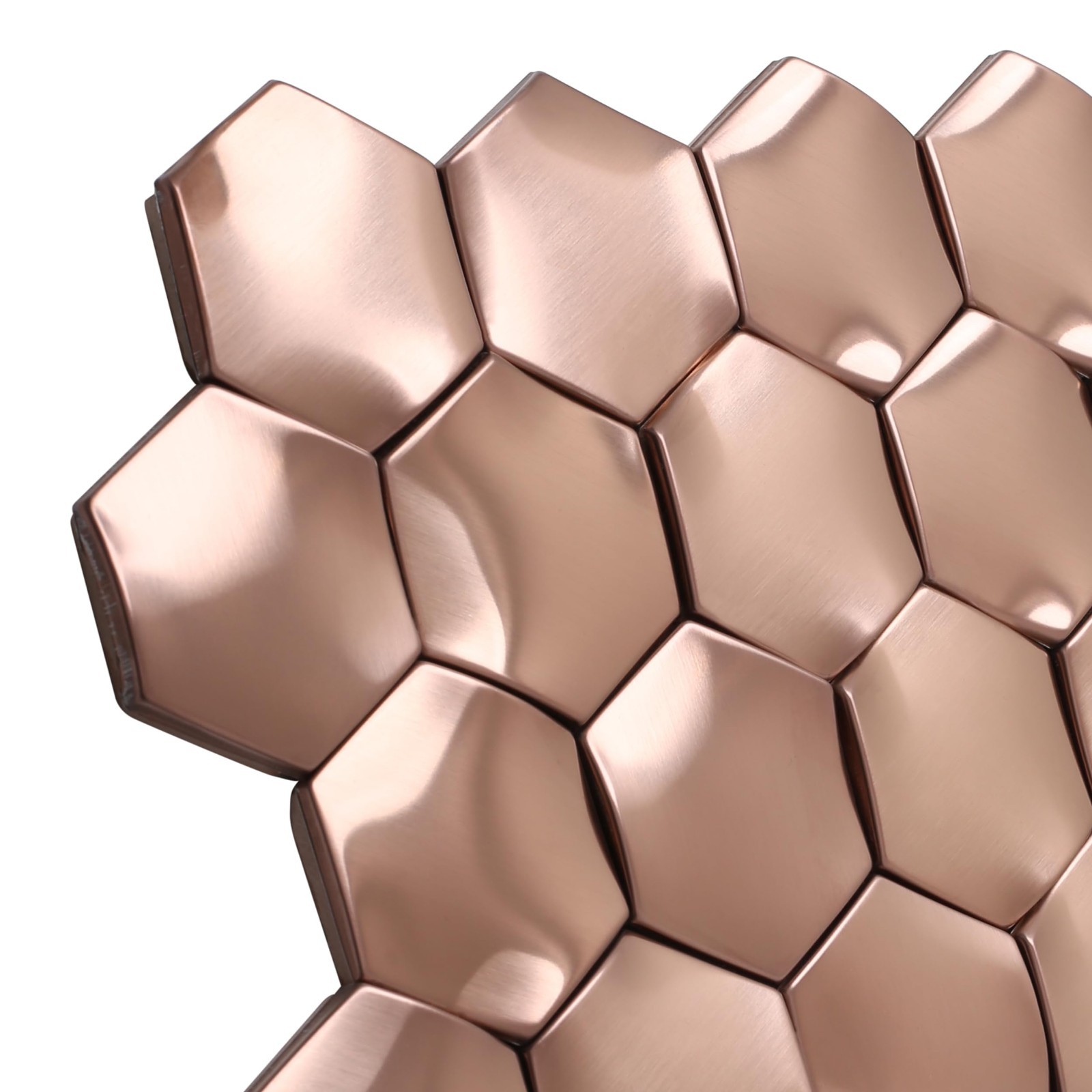 3D Hexagon Wall Panels – Copper Metal Mosaic Tiles for Bathroom Backsplash [Set