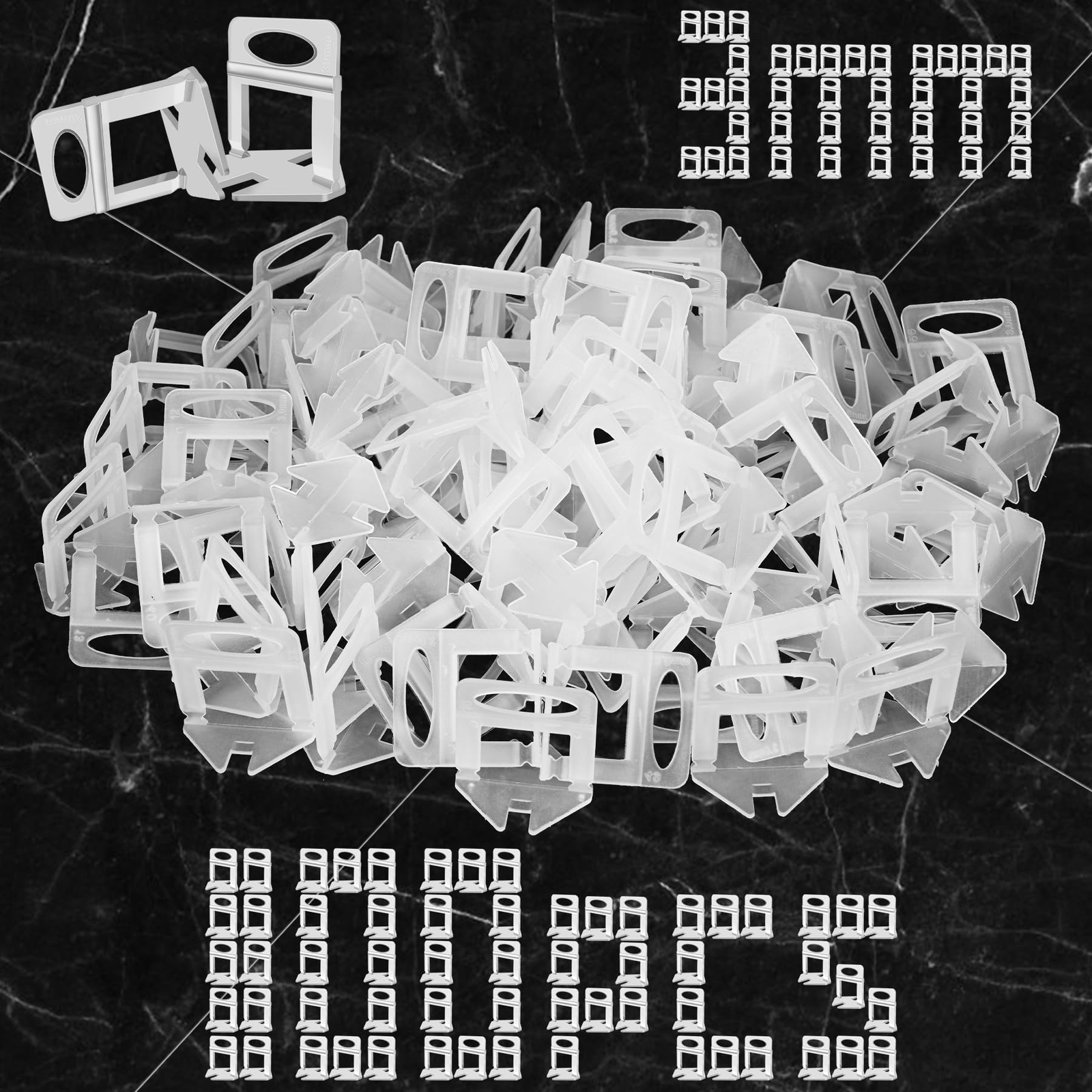 Tile Leveling System Clips 1/8 Inch (3mm) 100Pcs Tile Spacers Leveling Clips …
