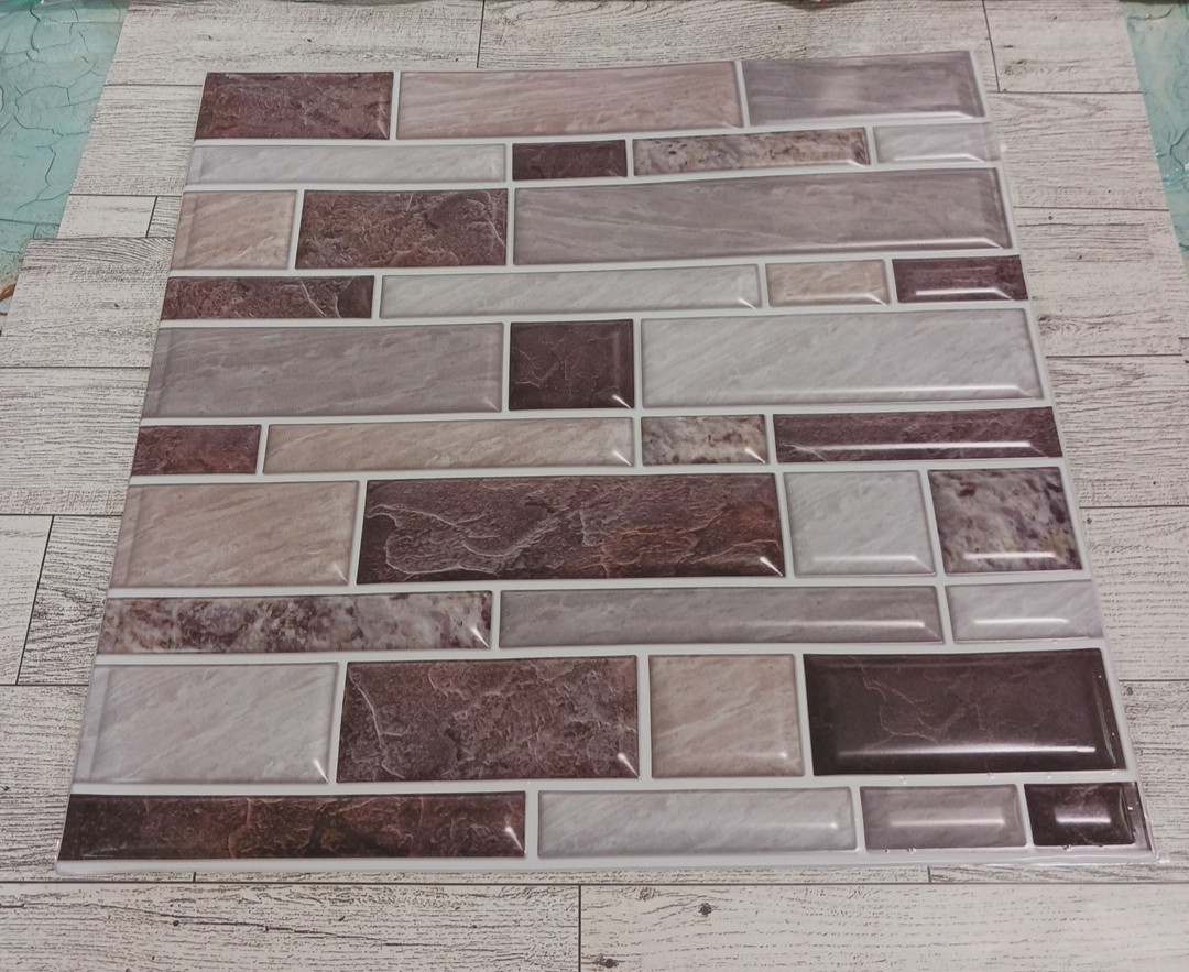 Wall Tile Gray & multi-color granite pattern. 10 piece plastic self adhesive 12″