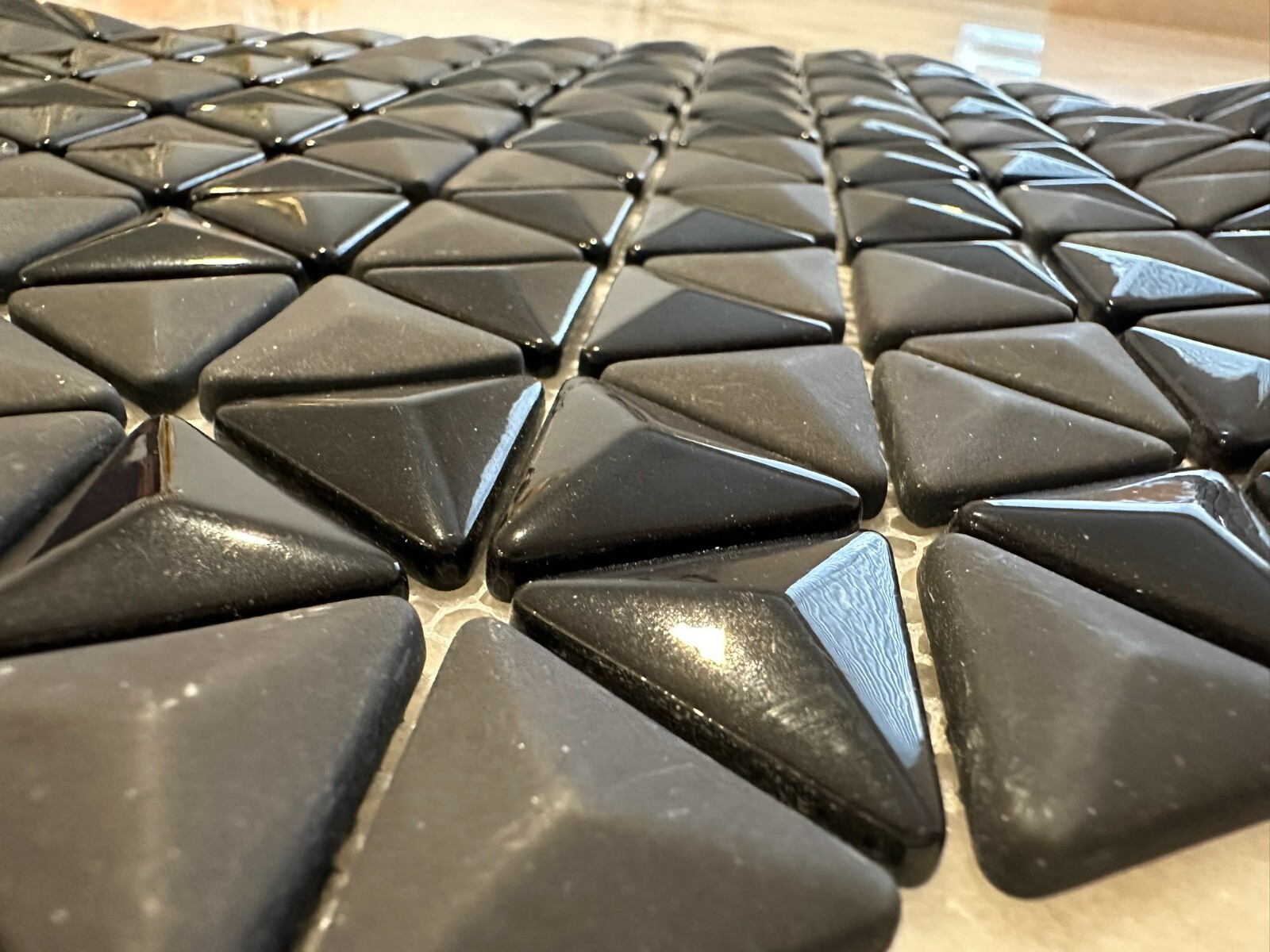 Black Triangle Matte and Glossy Mixed Mosaic Glass