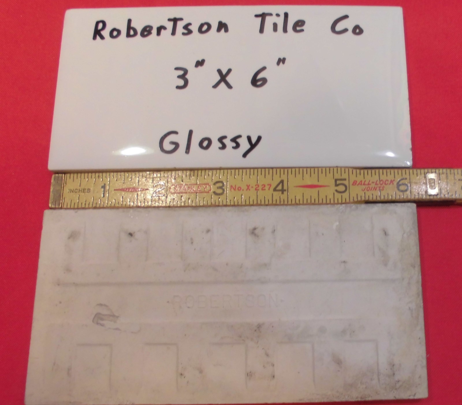 1 pc. Vintage *White* Subway Glossy Ceramic Tile 3″ X 6-1/16″ Robertson Co. NOS