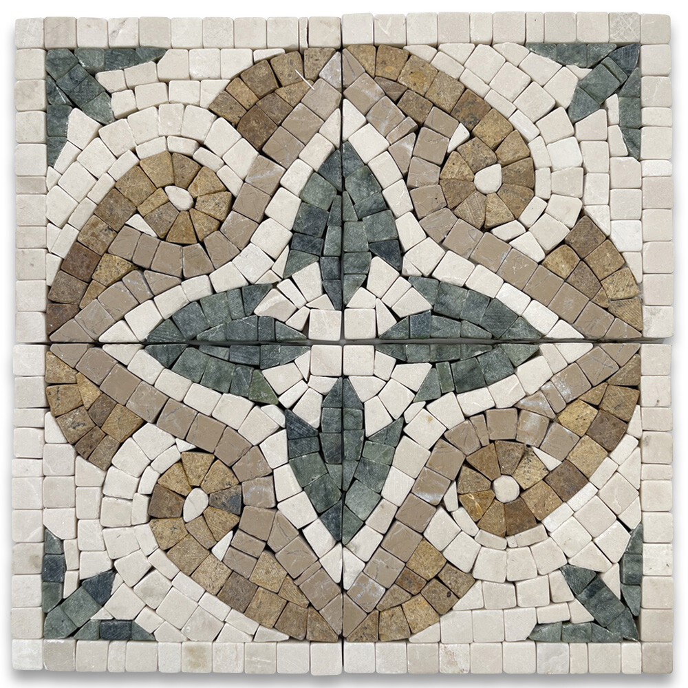 B4685CT Marble Mosaic Border Decorative Accent Tile Leaf Verde 4×4 Tumbled