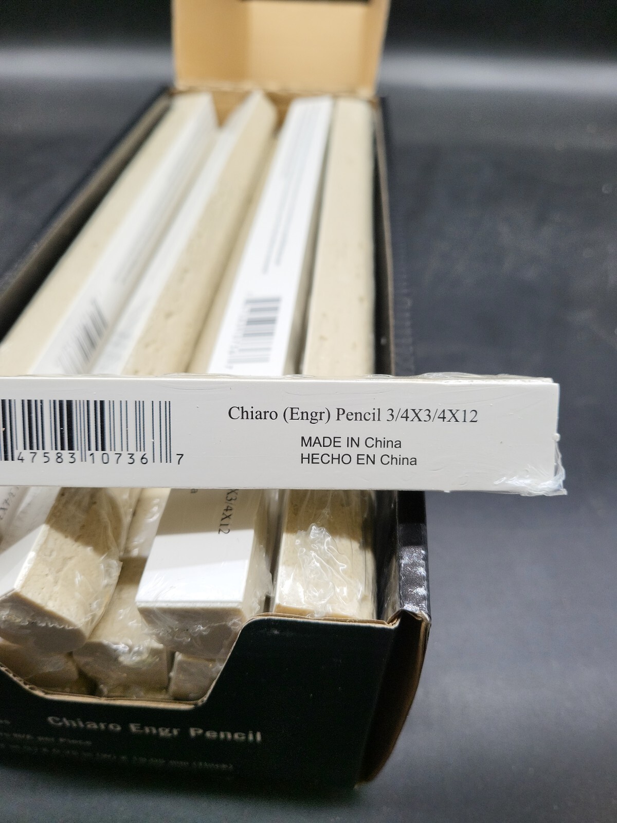 Chairo Pencil Molding 0.75 in. x 12 in. Honed Engineered Stone Marble Wall Tile