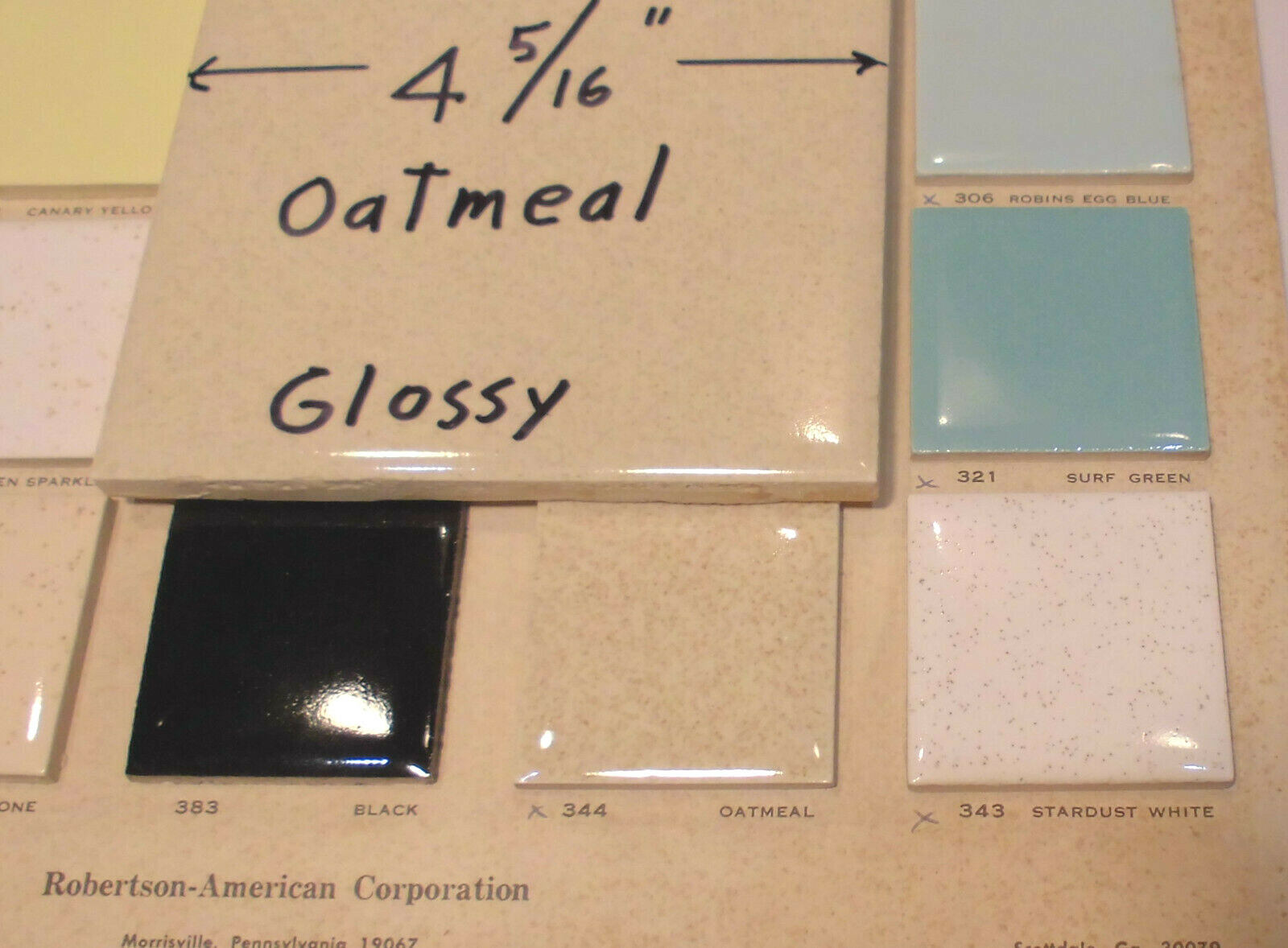 1 pc. Ceramic Tile *Oatmeal Color* 4-3/8″- 4-5/16″ Robertson Co. Cleaned Used