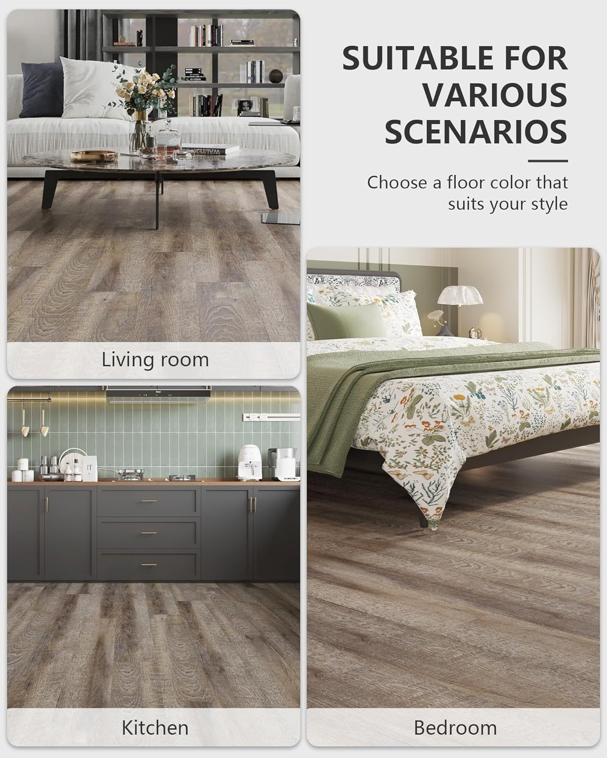 Peel and Stick Vinyl Flooring Tiles, 36 Sq. Ft. Twisted Gray Oak Design