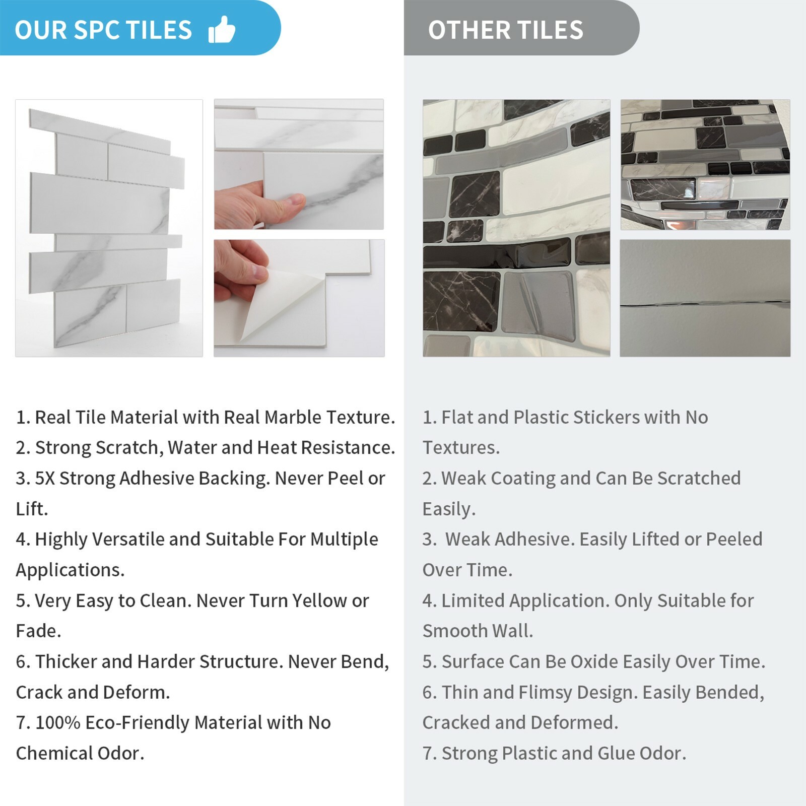 5 Sheets 11″x11″ Marble Peel and Stick Backsplash Tile For Kitchen Bathroom
