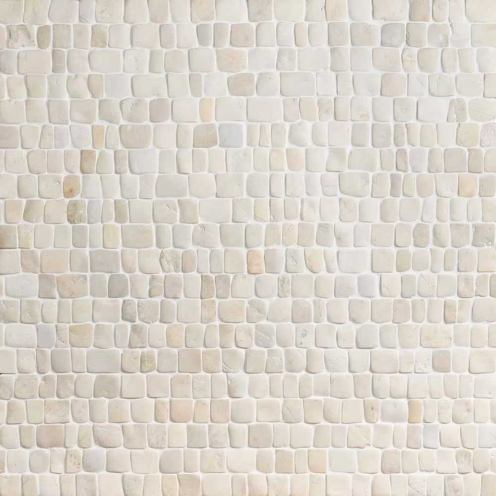 Countryside Pathway Lovina White 11.81 In. X 11.81 In. Natural Stone Mosaic Wall