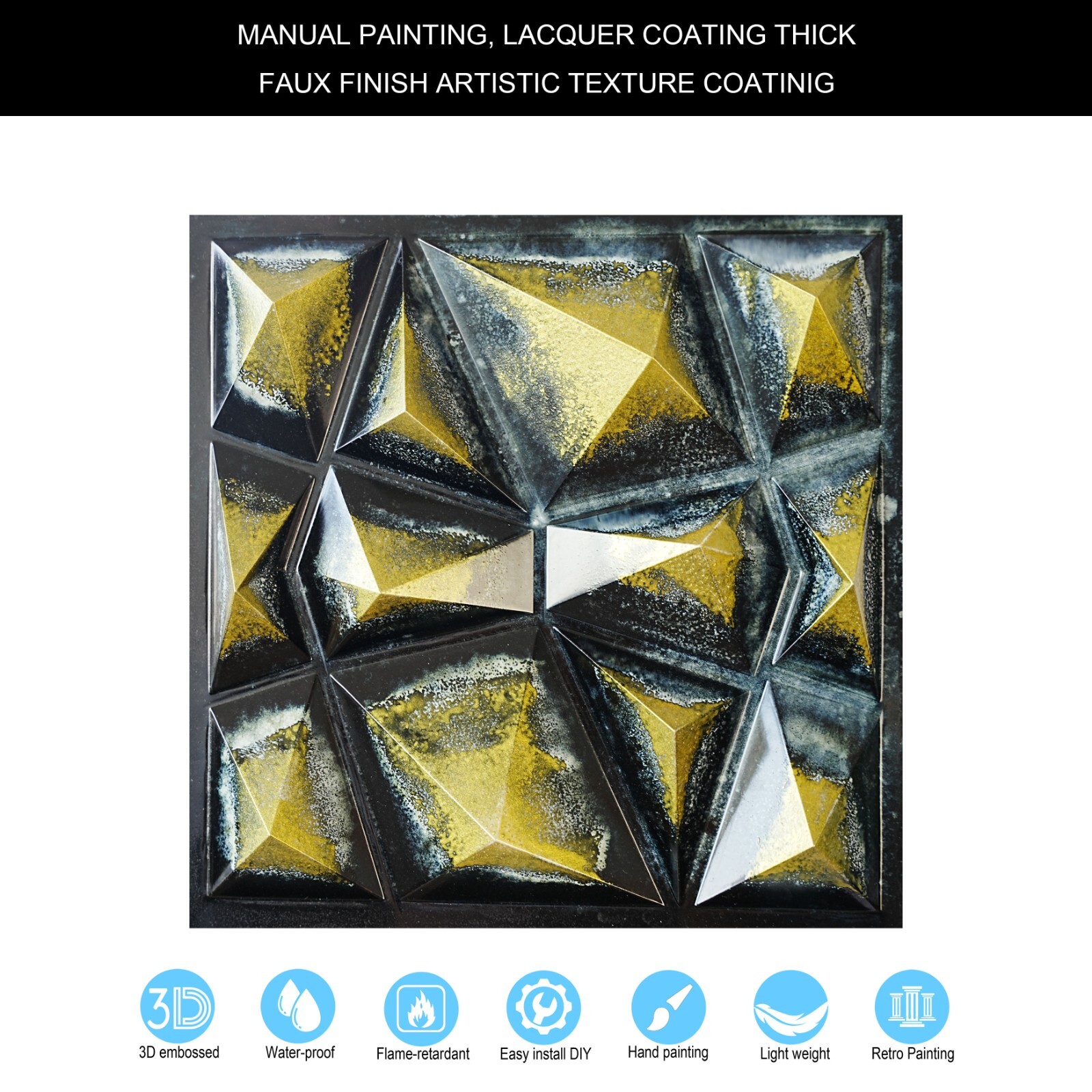 Ancient Suspended Ceiling Tiles Decorative Wall Panels PLM101 Black gold 10pcs