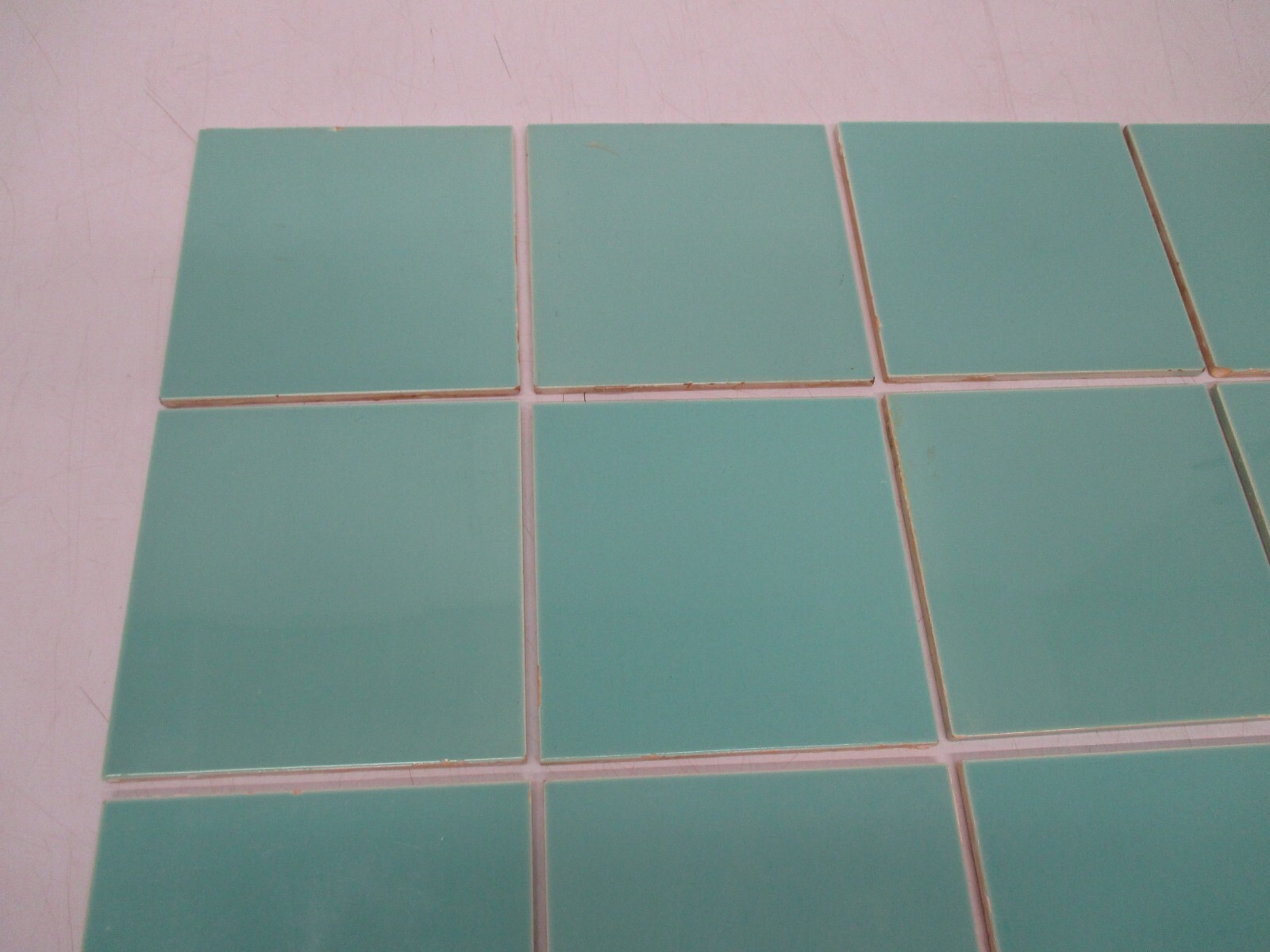20 Vtg Used Ceramic Tile Aqua Blue 6″ Square Tiles Villeroy&Boch Kitchen Bath
