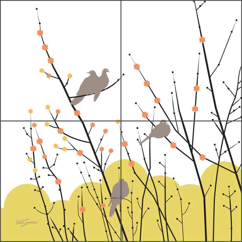 Ceramic Tile Mural Backsplash Evelia Morning Doves Bird Art OB-ES33b
