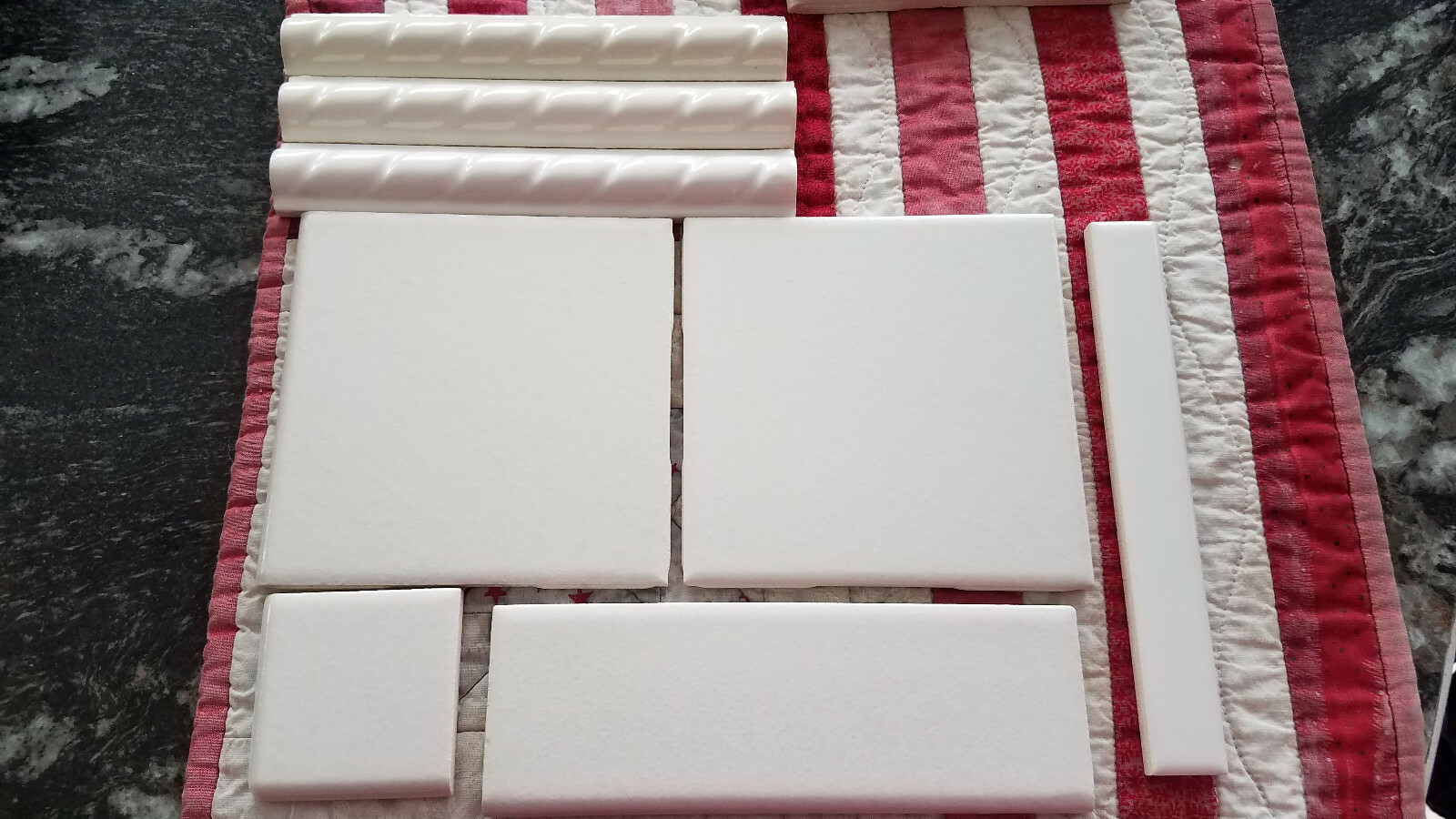 White Crystal Tone Border Surface Cap 2×6 in. Bath Tile Kitchen Shower Wall #516