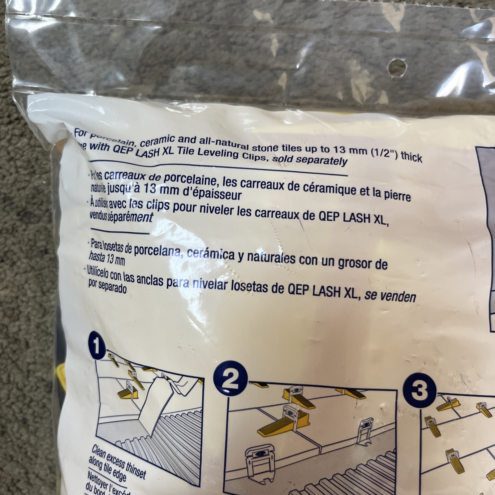 QEP LASH XL Yellow .54 in. W Plastic Wedges Tile Leveling System (8BAG of 100pk)