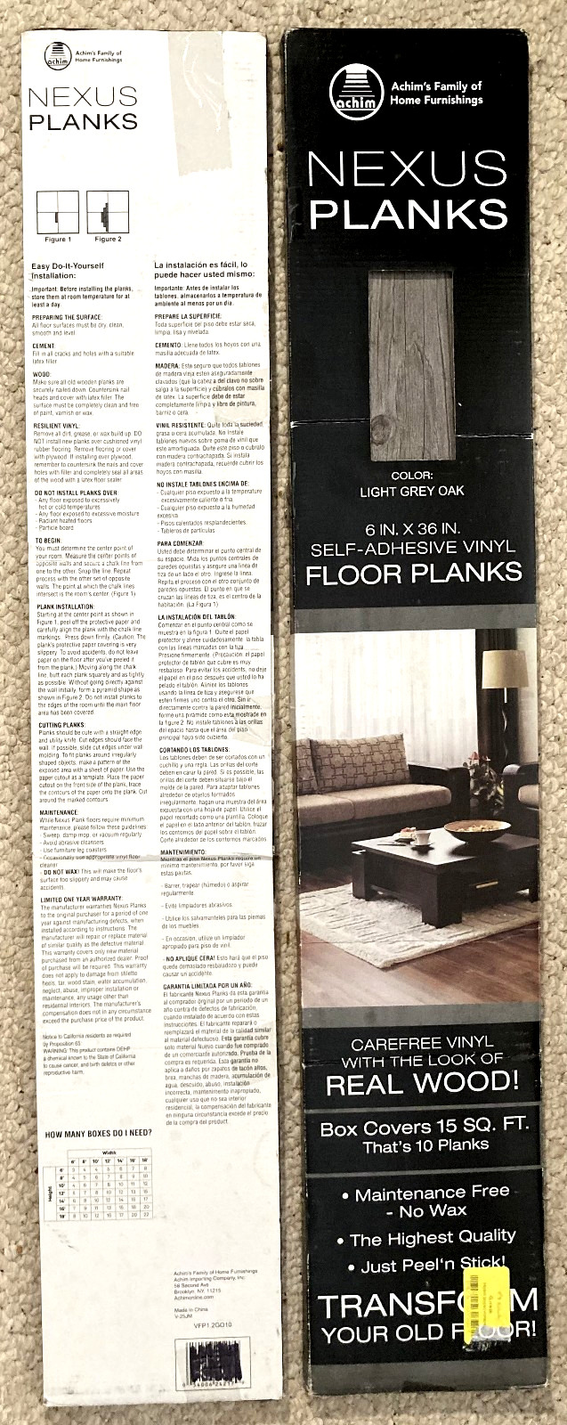Nexus Light Grey Oak 6×36 Self Adhesive Floor Planks $75 each