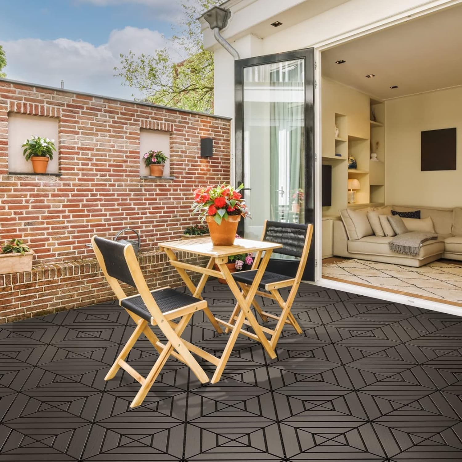 36 Pack 12″x12″ Interlocking Waterproof Deck Tiles – Non-Slip Outdoor Flooring
