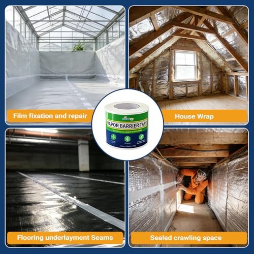 Vapor Barrier Tape, 3 in x 180 ft, High-Adhesion Waterproof Seam 3 inch x 180FT